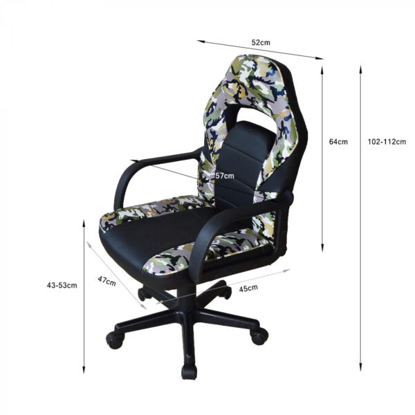 Bürostuhl Thomas junior - Gaming Stuhl - höhenverstellbar - Tarnung - VDD World DE