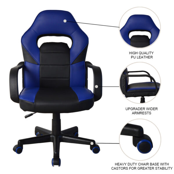 Gaming Stuhl Thomas Junior - Bürostuhl Racing Gaming Style - höhenverstellbar - schwarz blau - VDD World DE