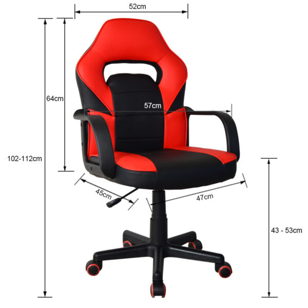 Gaming Stuhl Thomas Junior - Bürostuhl Gaming-Style - höhenverstellbar - rot schwarz - VDD World DE