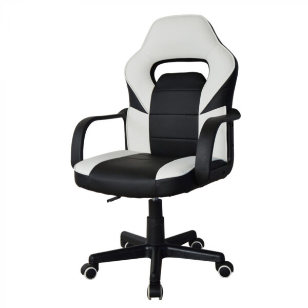  Bürostuhl Thomas Junior – Gaming Stuhl Racing Gaming Style – höhenverstellbar – schwarz und weiß
