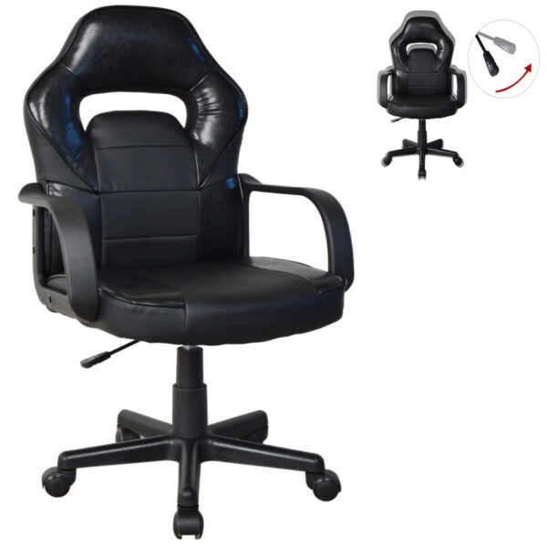   Bürostuhl Thomas Junior – Gaming Stuhl Racing Gaming Style – höhenverstellbar – schwarz