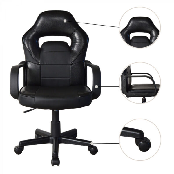   Bürostuhl Thomas Junior – Gaming Stuhl Racing Gaming Style – höhenverstellbar – schwarz