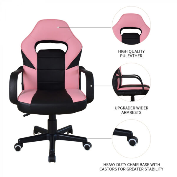 Gaming Stuhl Thomas Junior - Bürostuhl Gaming-Style - höhenverstellbar - pink schwarz - VDD World DE