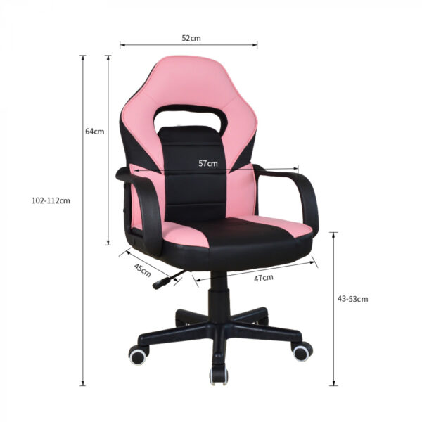 Gaming Stuhl Thomas Junior - Bürostuhl Gaming-Style - höhenverstellbar - pink schwarz - VDD World DE