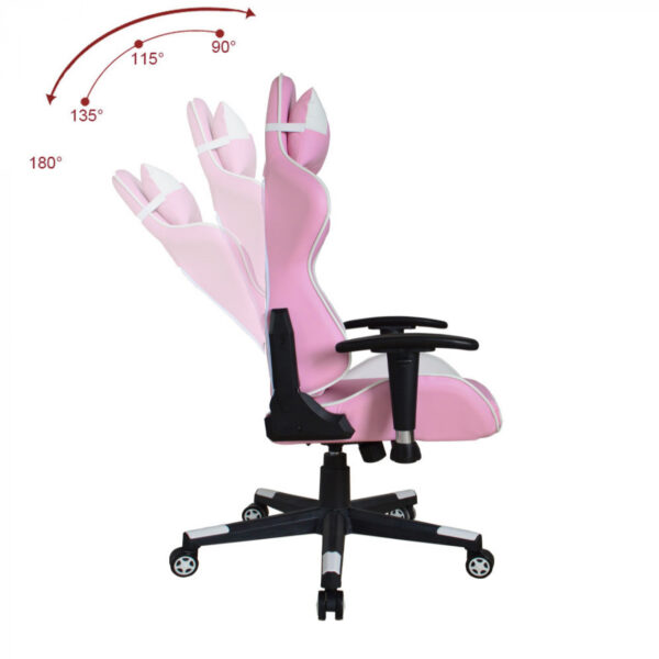 Bürostuhl Gaming Stuhl Thomas - Racing Gaming Style Stuhl - pink weiß - VDD World DE