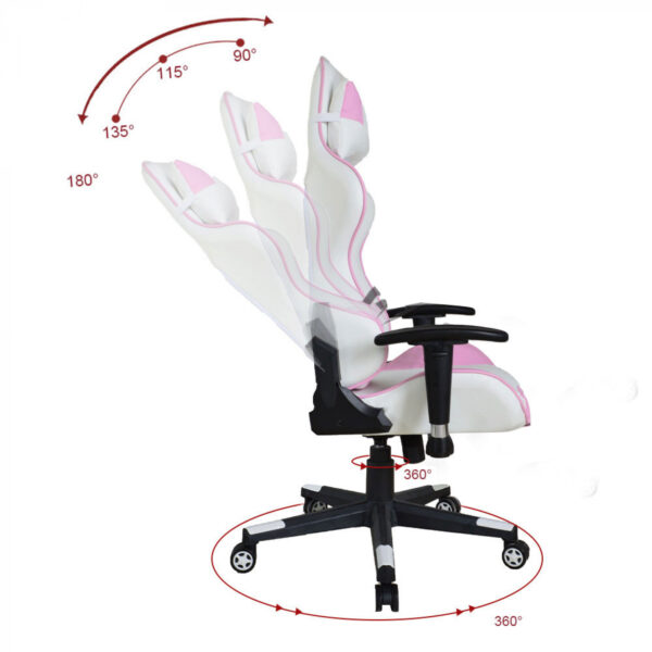 Bürostuhl Gaming-Stuhl Thomas - Stuhl im Racing-Gaming-Stil - weiß rosa - VDD World DE