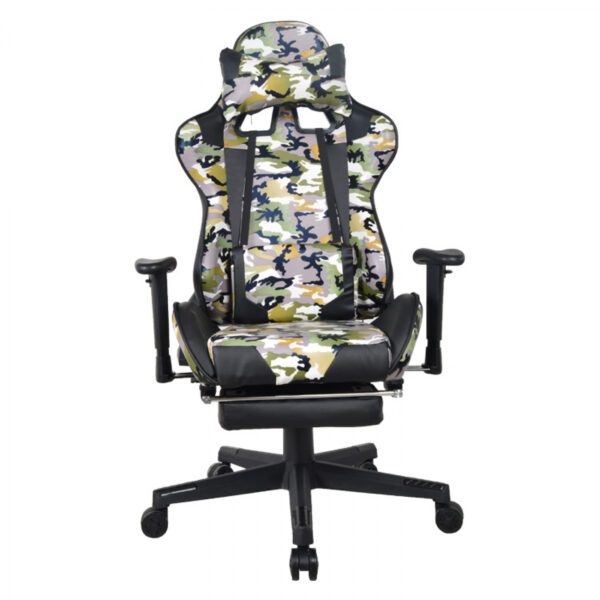 Gaming Stuhl Bürostuhl Thomas - Racing Gaming Camouflage Design - Fußstütze - verstellbar - VDD World DE