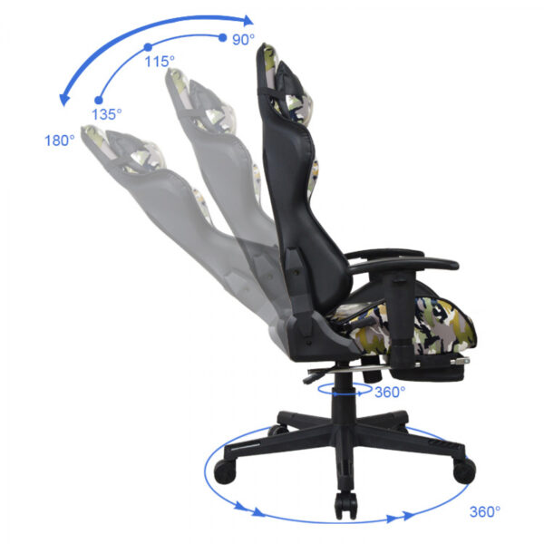 Gaming Stuhl Bürostuhl Thomas - Racing Gaming Camouflage Design - Fußstütze - verstellbar - VDD World DE