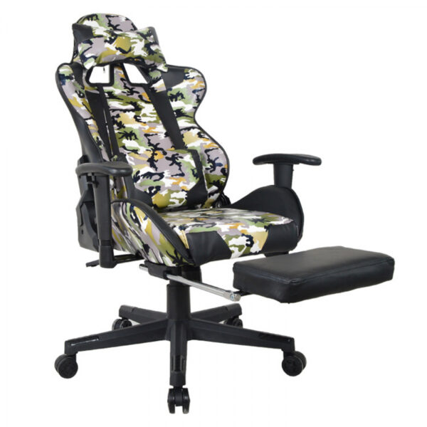 Gaming Stuhl Bürostuhl Thomas - Racing Gaming Camouflage Design - Fußstütze - verstellbar - VDD World DE