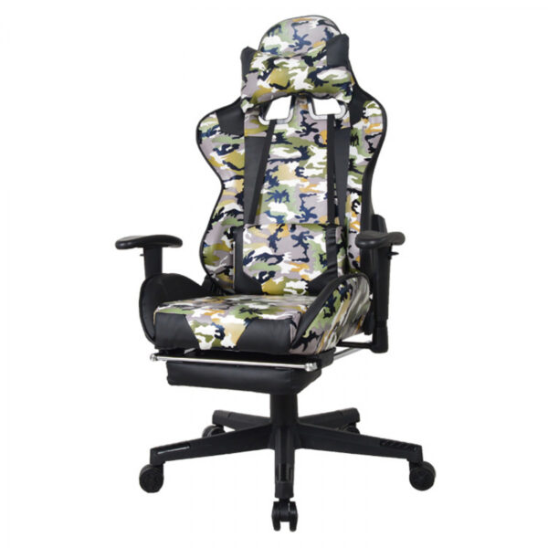Gaming Stuhl Bürostuhl Thomas - Racing Gaming Camouflage Design - Fußstütze - verstellbar - VDD World DE