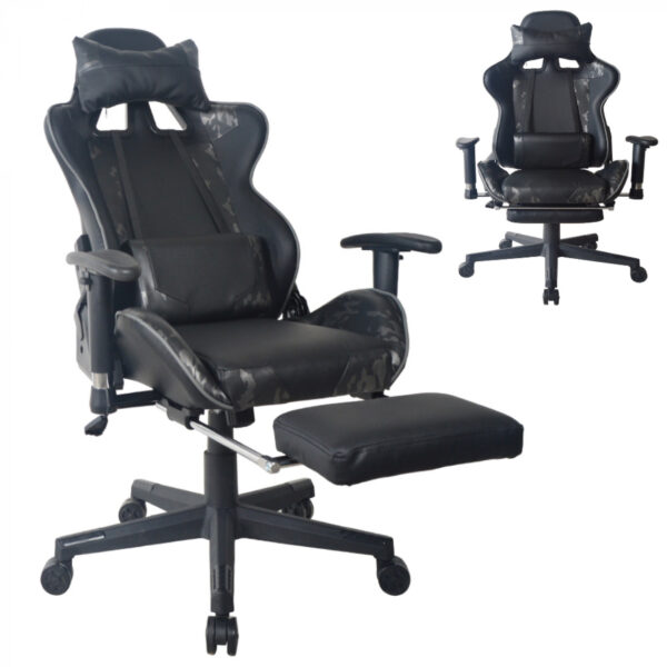 Gaming Stuhl Bürostuhl Thomas - Racing Gaming - Camouflage - Fußstütze - verstellbar - VDD World DE