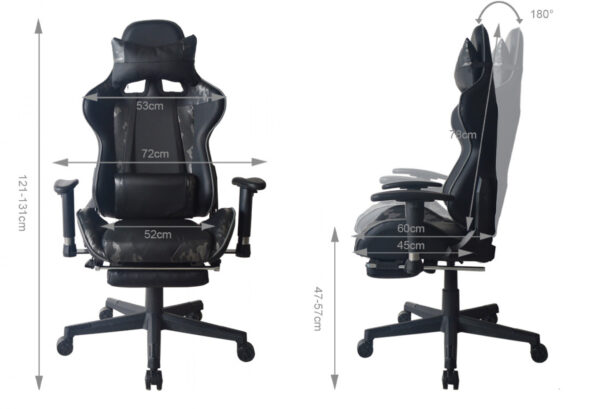 Gaming Stuhl Bürostuhl Thomas - Racing Gaming - Camouflage - Fußstütze - verstellbar - VDD World DE
