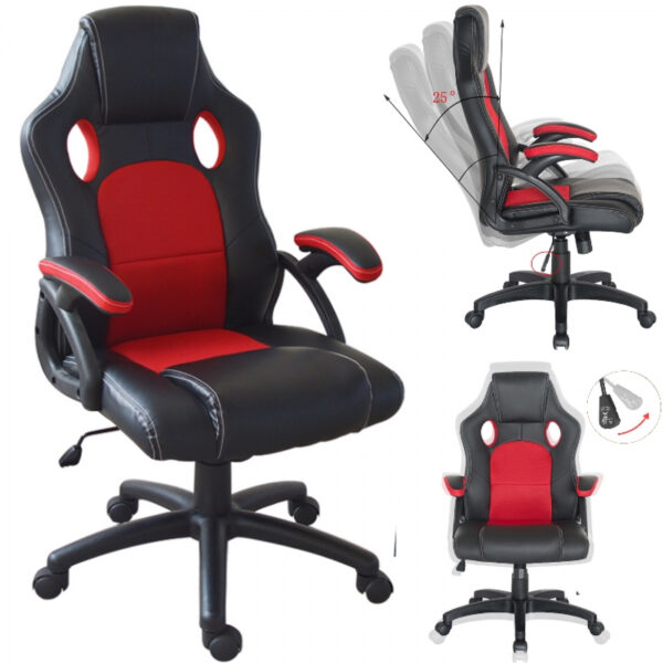 Game Chair Wouter Junior - Bürostuhl Racing Gaming Style - höhenverstellbar - schwarz rot - VDD World DE