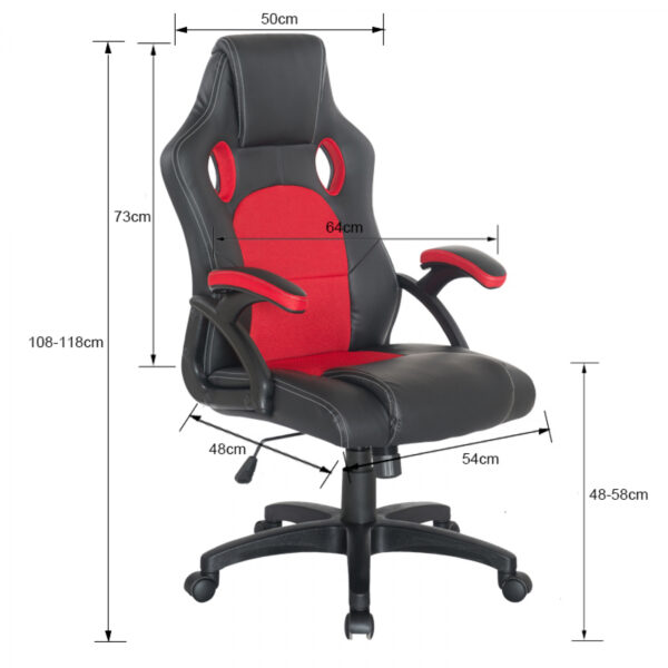 Game Chair Wouter Junior - Bürostuhl Racing Gaming Style - höhenverstellbar - schwarz rot - VDD World DE