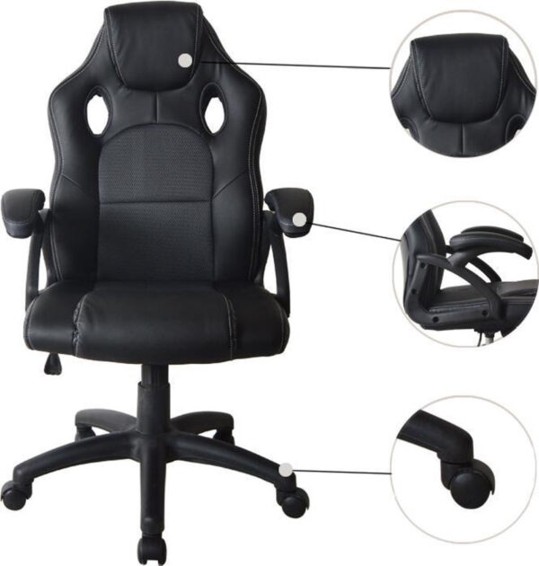   Gaming Stuhl Wouter Junior Schreibtischstuhl – Racing Gaming Style – höhenverstellbar – schwarz