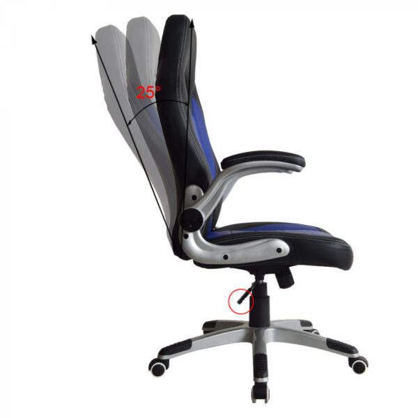 Gaming Stuhl Thomas - Bürostuhl - klappbare Armlehne ergonomisch - blau schwarz - VDD World DE