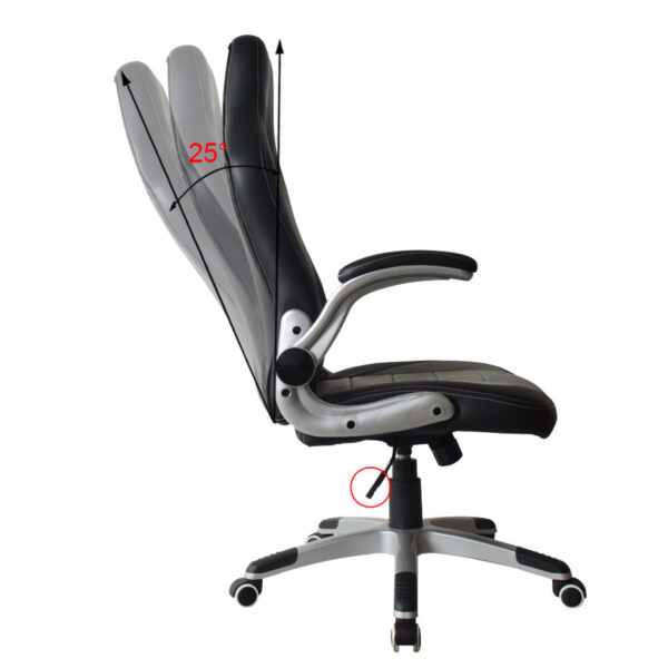   Bürostuhl Thomas – Gaming Stuhl – klappbare Armlehne – grau schwarz