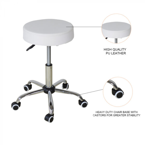   Barber Hocker – Arbeitshocker – Tabouret – höhenverstellbar – weiß