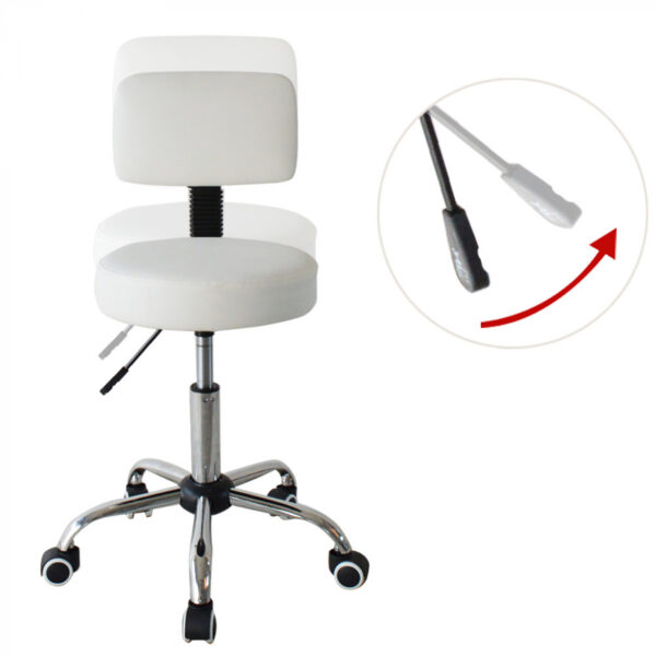 Arbeitshocker mit Rückenlehne - Friseurhocker - Sattelhocker - Taburett - höhenverstellbar - VDD World DE