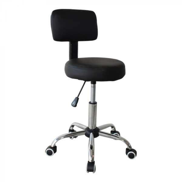 Arbeitshocker mit Rückenlehne - Friseurhocker - Sattelhocker - Taburett - höhenverstellbar - VDD World DE