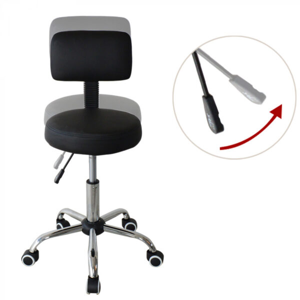 Arbeitshocker mit Rückenlehne - Friseurhocker - Sattelhocker - Taburett - höhenverstellbar - VDD World DE