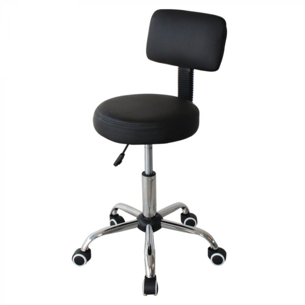Arbeitshocker mit Rückenlehne - Friseurhocker - Sattelhocker - Taburett - höhenverstellbar - VDD World DE