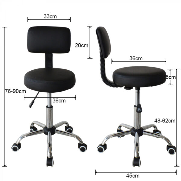 Arbeitshocker mit Rückenlehne - Friseurhocker - Sattelhocker - Taburett - höhenverstellbar - VDD World DE