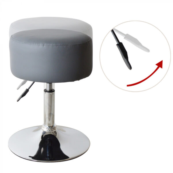   Hocker Retro Vintage – Schminktischhocker – höhenverstellbar bis 65 cm – grau