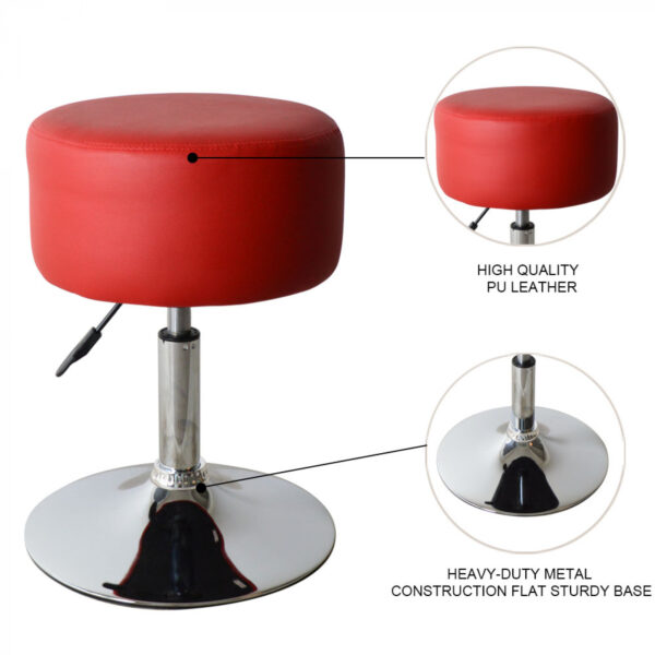 Hocker Retro Vintage - Schminktischhocker - höhenverstellbar bis 65 cm - rot - VDD World DE