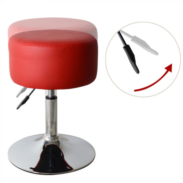 Hocker Retro Vintage - Schminktischhocker - höhenverstellbar bis 65 cm - rot - VDD World DE