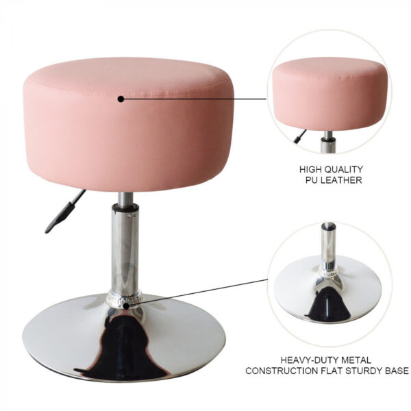 Hocker Retro Vintage - Schminktischhocker - höhenverstellbar bis 65 cm - rosa - VDD World DE