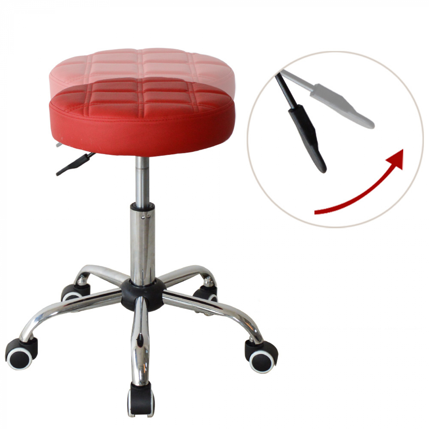 Bürostuhl Hocker - Schreibtischhocker - Bürohocker - mit Rollen - höhenverstellbar - rot - VDD World DE Bürostuhl Hocker - Schreibtischhocker - Bürohocker - mit Rollen - höhenverstellbar - rot - VDD World DE