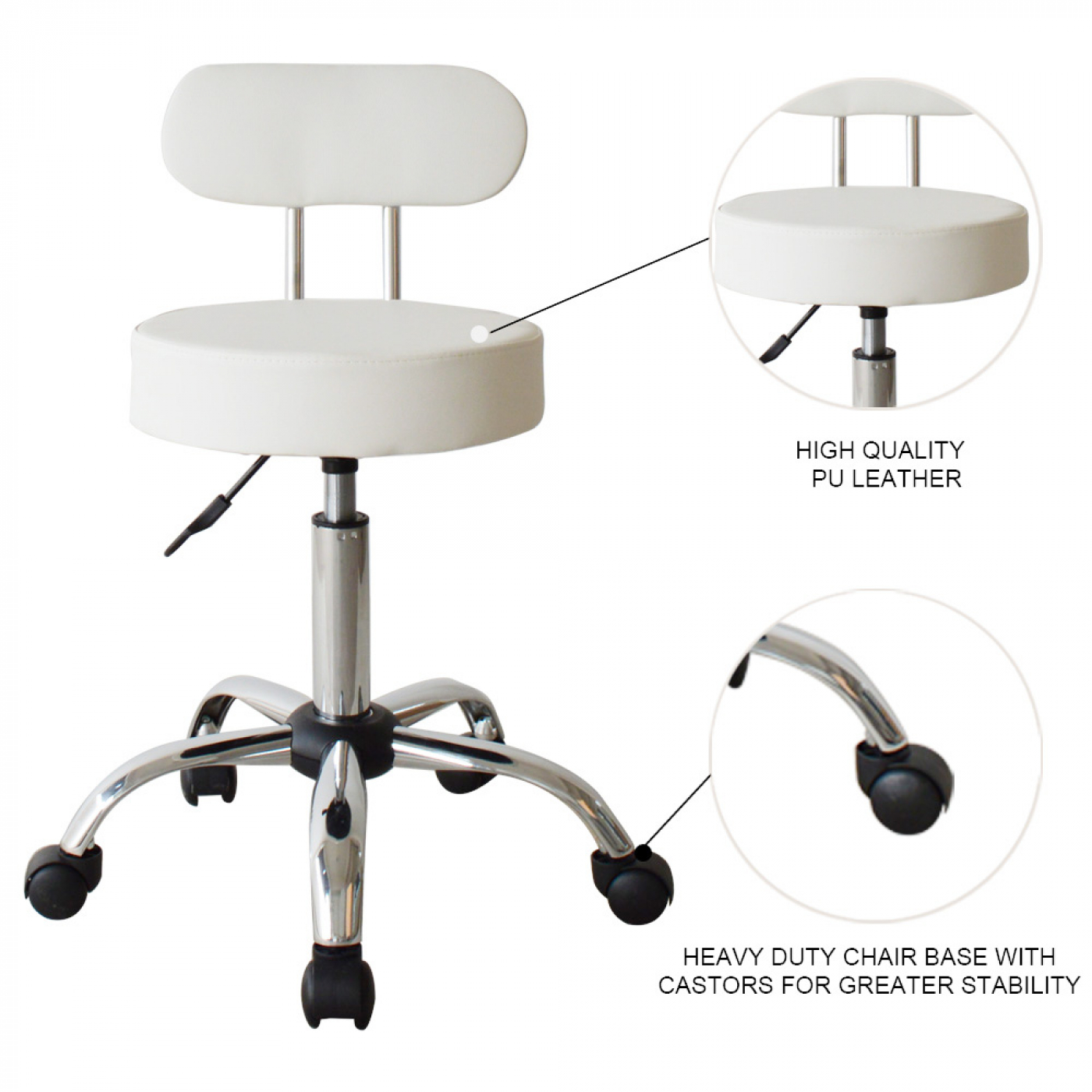 Drehhocker mit Rückenlehne - Arbeitshocker - Sattelhocker - Sitzhocker - höhenverstellbar - alternatives Bild