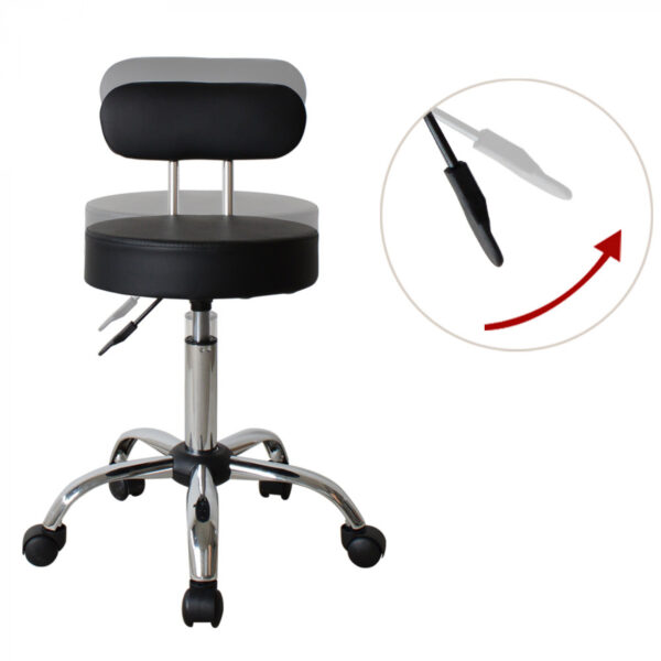 Drehhocker mit Rückenlehne - Arbeitshocker - Sattelhocker - Sitzhocker - höhenverstellbar - VDD World DE