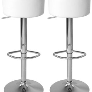 Elegante Barhocker mit weißem Sitz und verstellbarer Höhe – Küchenstuhl – 2er-Set
