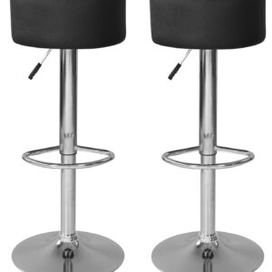 Elegante Barhocker mit schwarzem Sitz und verstellbarer Höhe – Küchenstuhl – 2er-Set