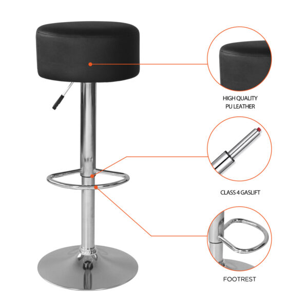 Elegante Barhocker mit schwarzem Sitz und verstellbarer Höhe – Küchenstuhl – 2er-Set - VDD World DE