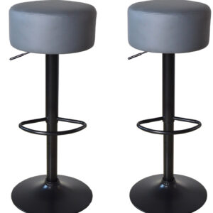 Elegante Barhocker mit grauem Sitz und verstellbarer Höhe – Küchenstuhl – 2er-Set