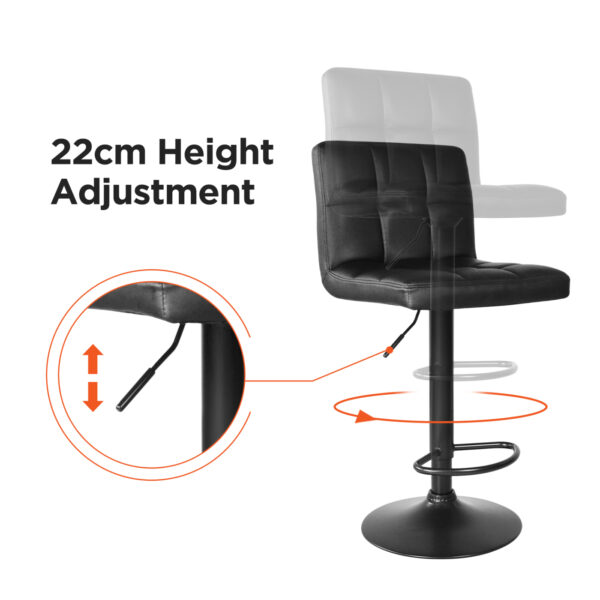 Schwarzer Barstuhl – stilvoll und verstellbar – modernes Design – Set aus zwei Barhockern - VDD World DE