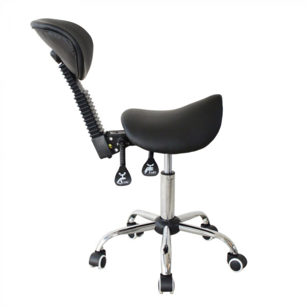 Sattelhocker Rückenlehne ergonomisch neigbar - Friseurhocker - Hocker - höhenverstellbarr SCHWARZ - VDD World DE