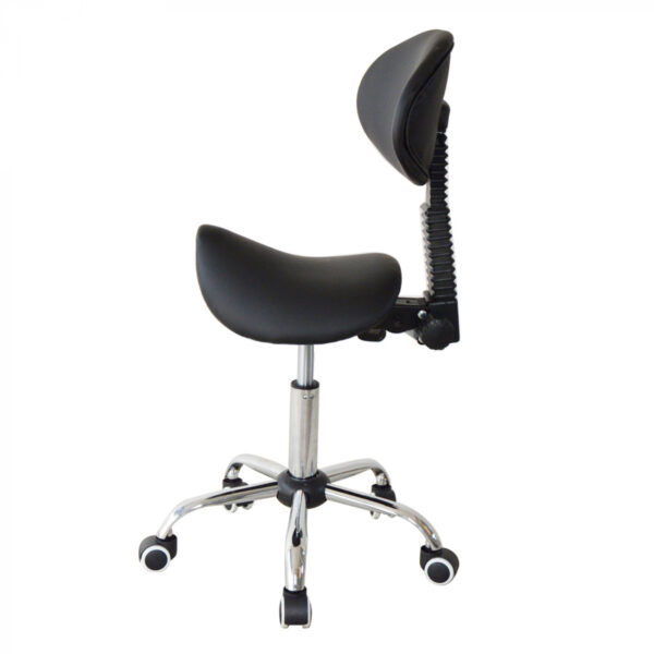 Sattelhocker Rückenlehne ergonomisch neigbar - Friseurhocker - Hocker - höhenverstellbarr SCHWARZ - VDD World DE