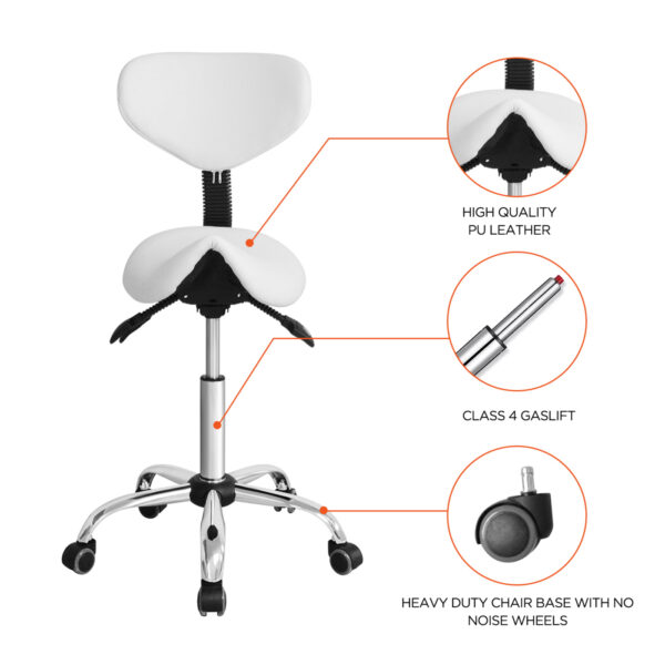 VDD Sattelhocker ergonomisch - Barbierhocker - Tabouret - höhenverstellbar - Rückenlehne kippbar und - VDD World DE