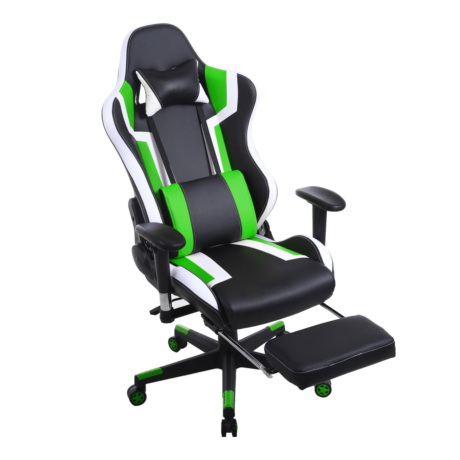 Spielstuhl Tornado Relax - Bürostuhl - mit Fußstütze - ergonomisch - schwarz grün - alternatives Bild