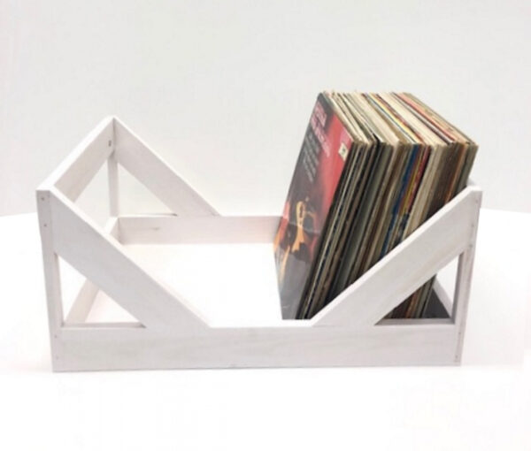   LP Vinyl Schallplatten Aufbewahrungskiste aus Holz Dekobox für 100 Stück weiß