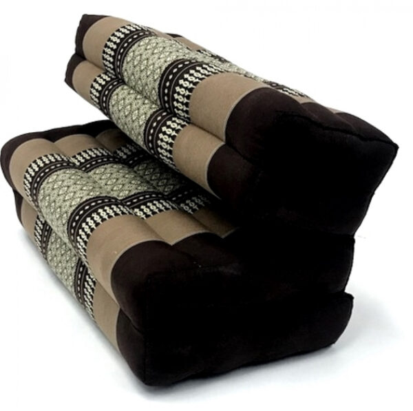 Multifunktionale Meditation Yogamatte Sitzkissen faltbar mit Block Thai Design 70 cm x 50 cm braun - VDD World DE