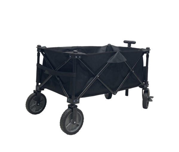 Zusammenklappbarer Bollerwagen – drehbare Vollräder – Bodenplatte – stabiles Gestell – 80 kg max - VDD World DE