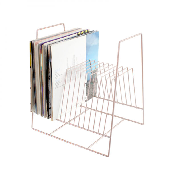 LP-Vinyl-Schallplatten-Blattregal-Lagerregal – 60 bis 70 LP-Vinyl-Schallplatten – Goldrosa - VDD World DE