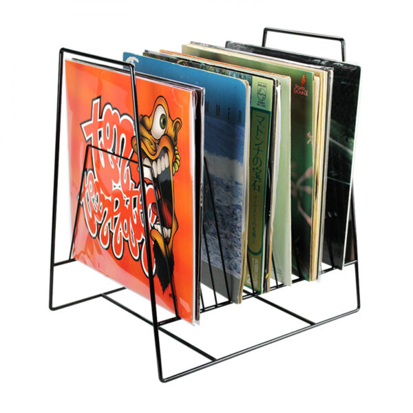 LP Vinyl Design Lagerregal Plattenständer Retro für 60 bis 70 Vinyl LPs 12 Zoll schwarz - VDD World DE