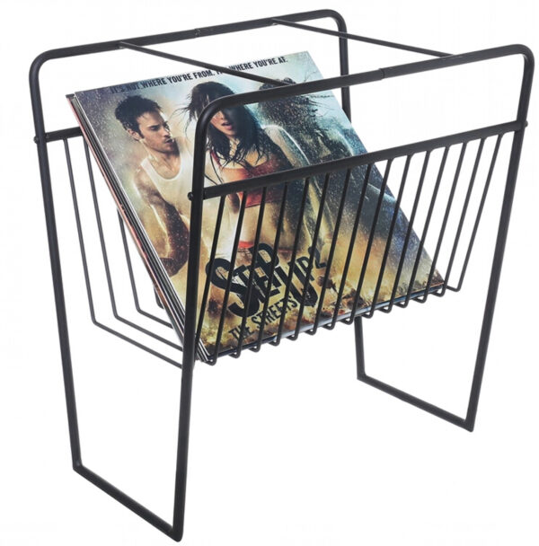 LP Vinyl Design Lagerregal Plattenständer Retro für 60 bis 70 Vinyl LPs 12 Zoll schwarz - VDD World DE