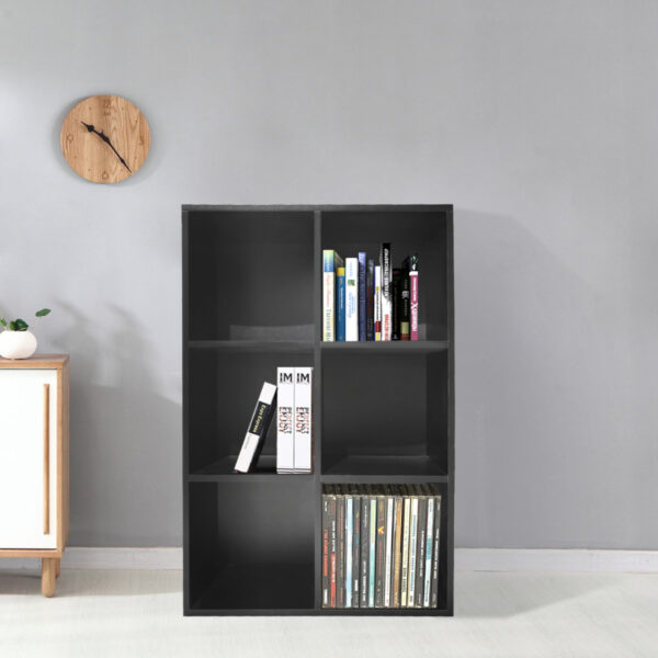 Fächerschrank Vakkie 6 offene Fächer Aufbewahrungsschrank - Bücherregal - Wandschrank - schwarz - VDD World DE